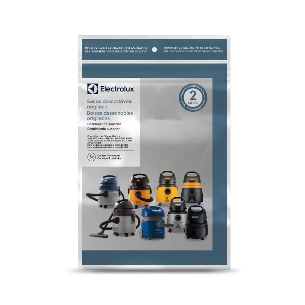2 Kits 3 Sacos de aspirador de pó - Modelos A10, Acqua Power e Gt2000 (CSE10) Electrolux