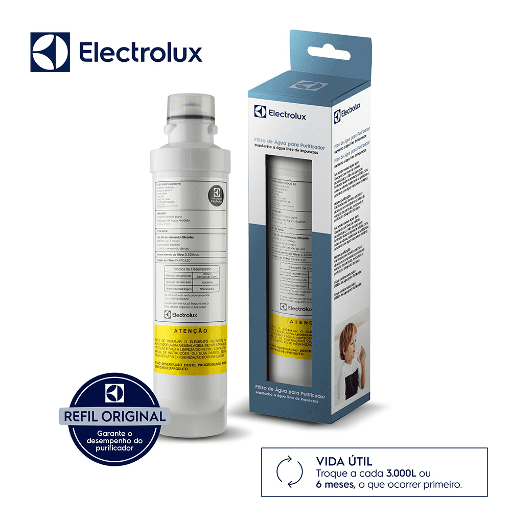 Filtro/Refil Original de Água para Purificador Electrolux PE11B/PE11X/PC41B/PC41X/PH41B/PH41X