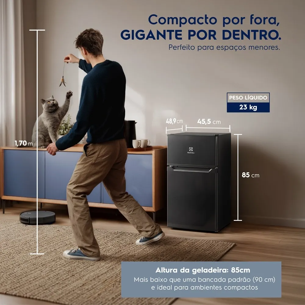 Mini Geladeira 83L Inverter Bivolt Duplex Preta (EMD1B)