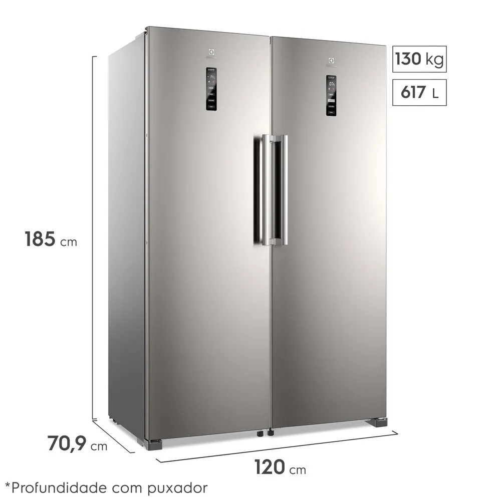 Kit Geladeira Electrolux Frost Free 354L Experience Com Autosense (RTI4S) + Freezer Electrolux 273L Experience Com Inverter cor Inox Twins (FTI4S)