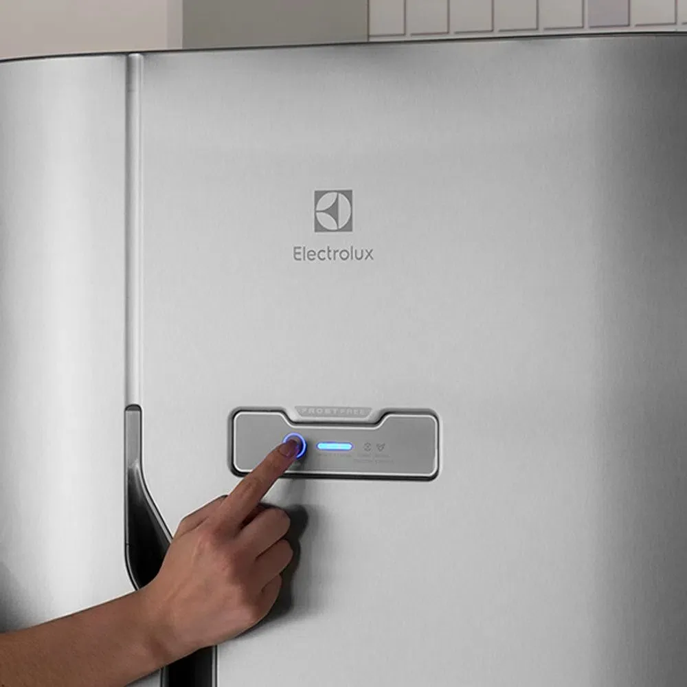 Geladeira Electrolux Frost Free 371L Turbo Congelamento Duplex Cor Inox (DFX41)