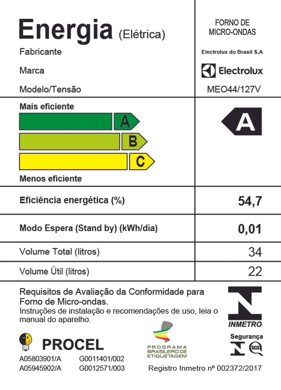 Micro-ondas Electrolux 34L Branco com Função Tira Odor e Manter Aquecido (MEO44)