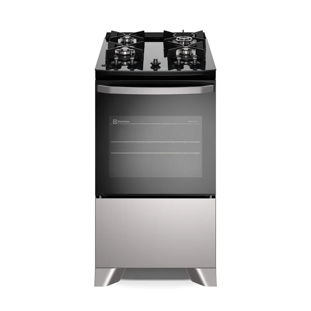 Fogão 4 bocas Electrolux Cinza Efficient Mesa Vidro, Tripla Chama e PerfectCook (FE4GG)