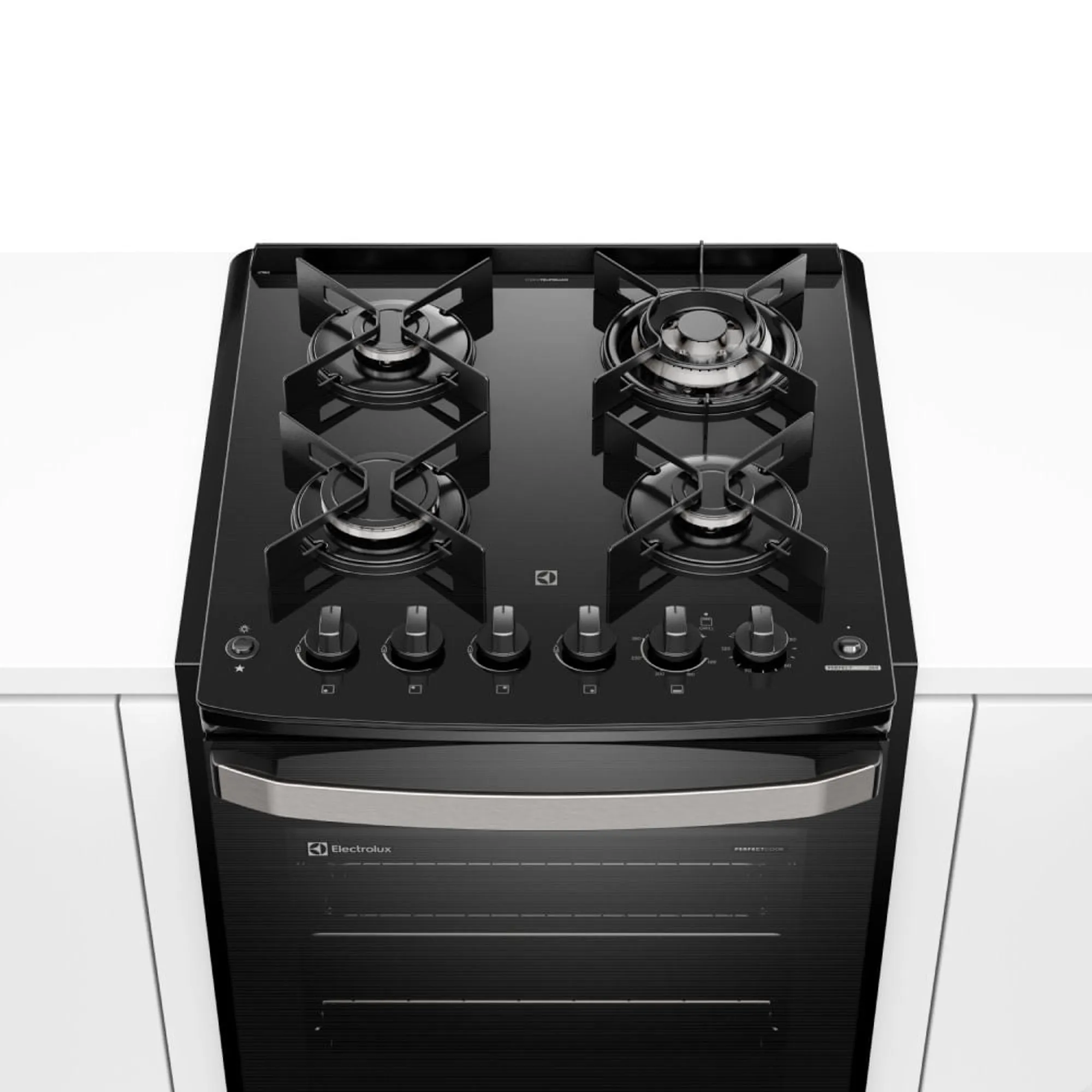 Fogão de Embutir 4 bocas Electrolux Preto Experience Mesa Vidro, Grill e VaporBake (FE4EP)