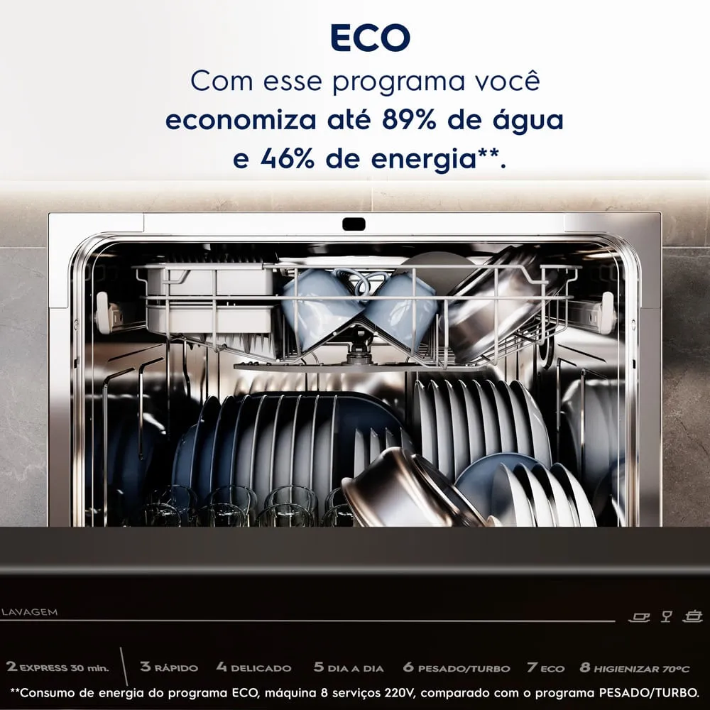 Lava-Louça Electrolux 8 Serviços Inox com Programa Lava & Seca 50 min (LS08E)