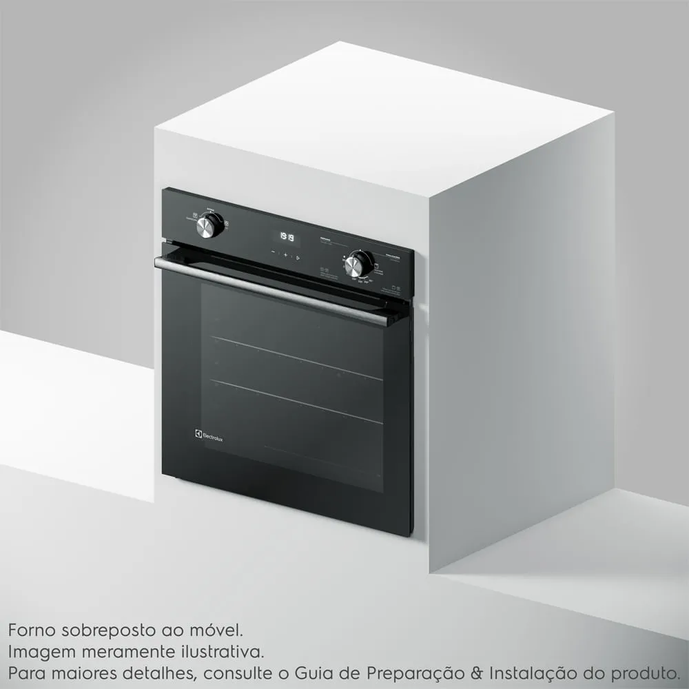 Forno de Embutir Electrolux a Gás 80L Efficient com PerfectCook360 Preto (OE8GH)