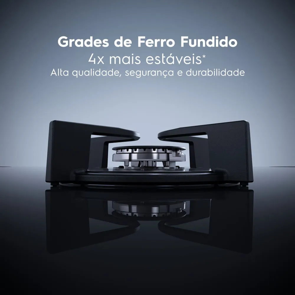 Cooktop 5 Bocas a Gás Electrolux Mesa Vidro Experience ChamaPrecisa, Multi Chama e Grade de Ferro Fundido (KE5GC)