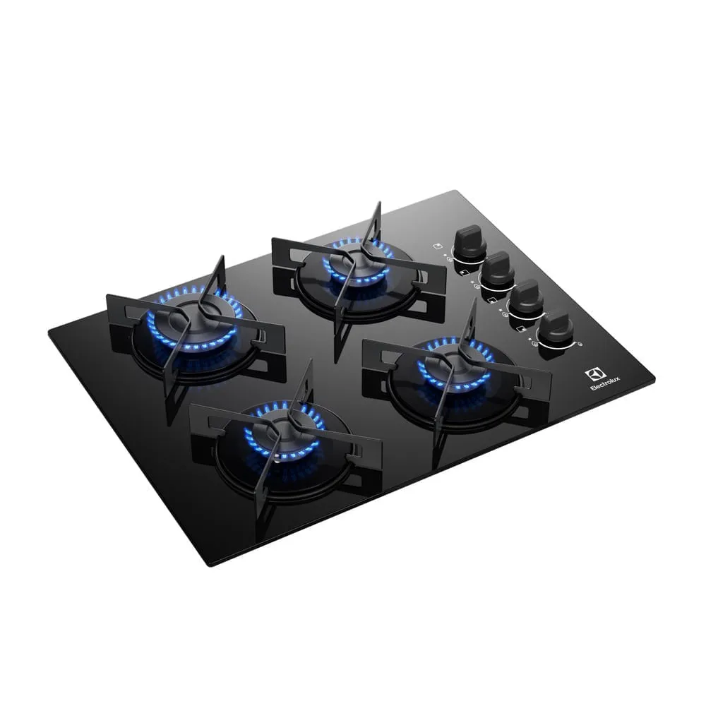 Cooktop 4 Bocas a Gás Electrolux Mesa de Vidro Efficient Grade de Aço Fosco (KE4GR)