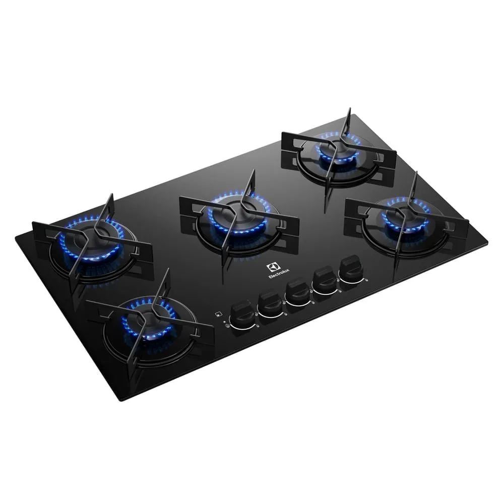 Cooktop 5 Bocas a Gás Electrolux Mesa de Vidro Efficient Grade de Aço Fosco (KE5GR)