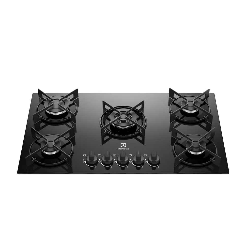 Cooktop 5 Bocas Gás Electrolux Mesa de Vidro Efficient Tripla Chama e Grade Aço Fosco (KE5GT)