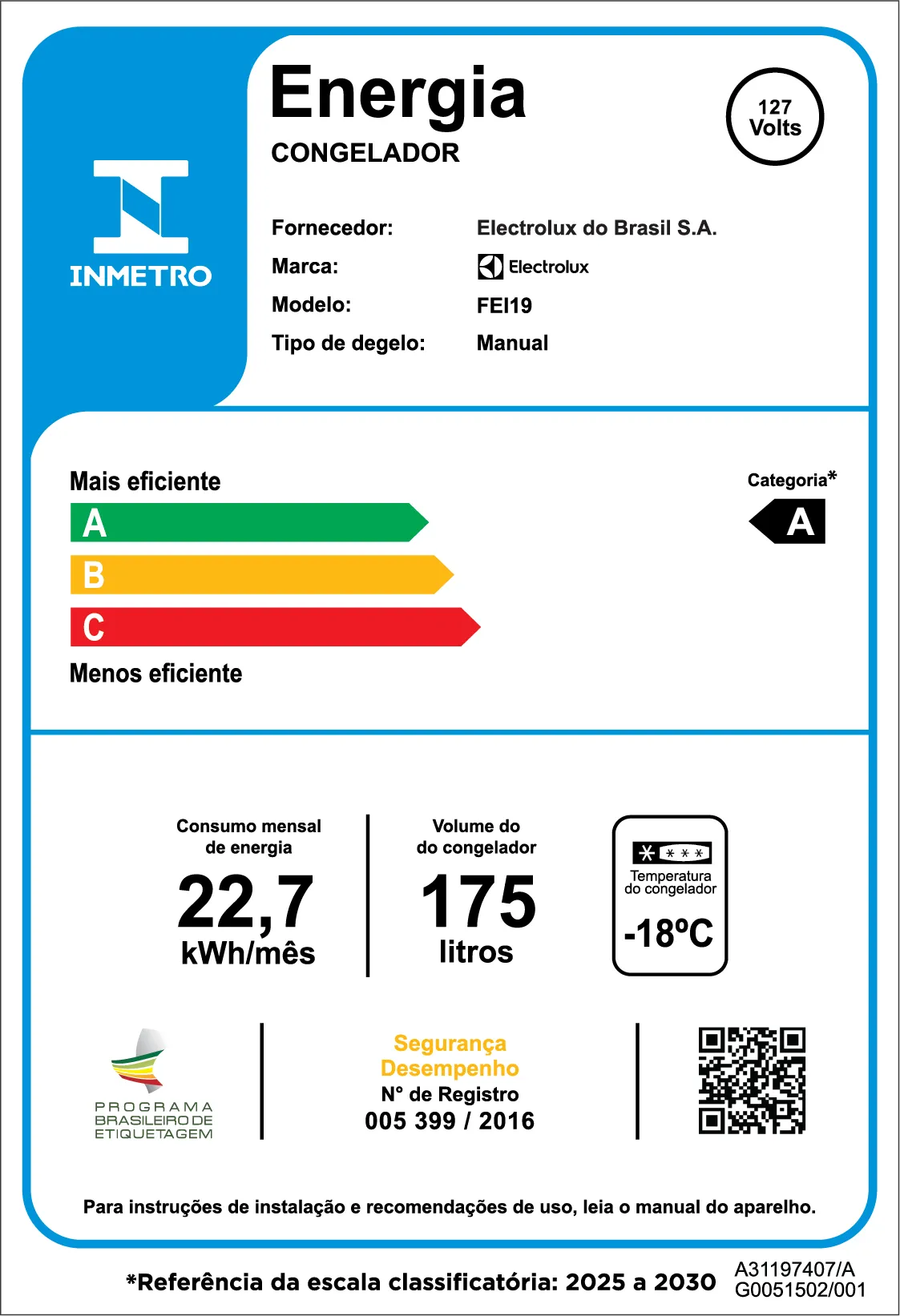 Freezer Vertical Electrolux Cycle Defrost 175L Inverter Uma Porta (FEI19)