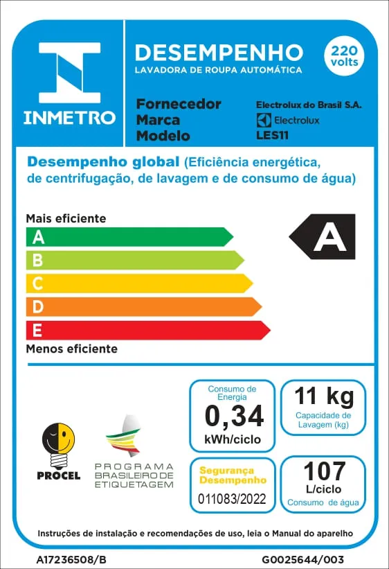 Máquina de Lavar Electrolux 11kg Branca Essential Care com Easy Clean e Filtro Fiapos (LES11)