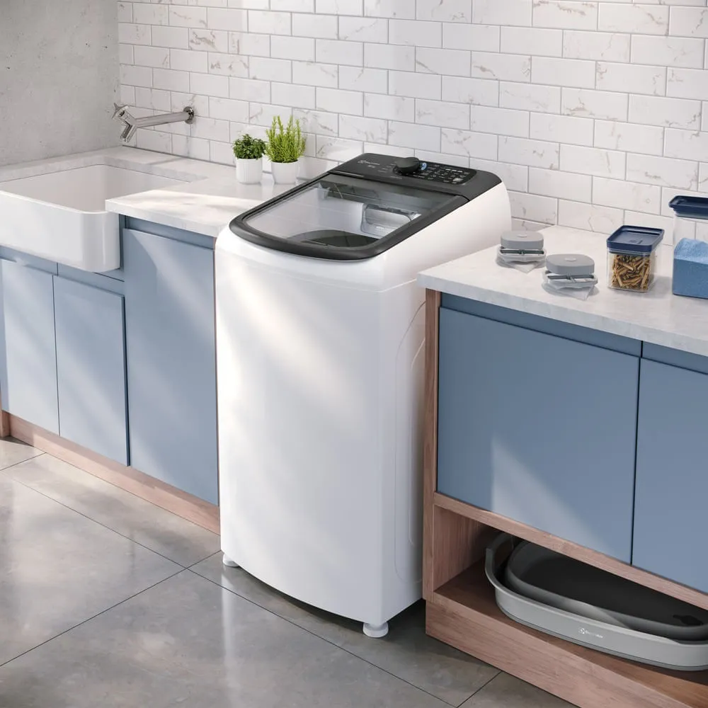 Máquina de Lavar Electrolux Efficient 12kg Branca Compacta, Econômica e Pré-diluição (LET12)