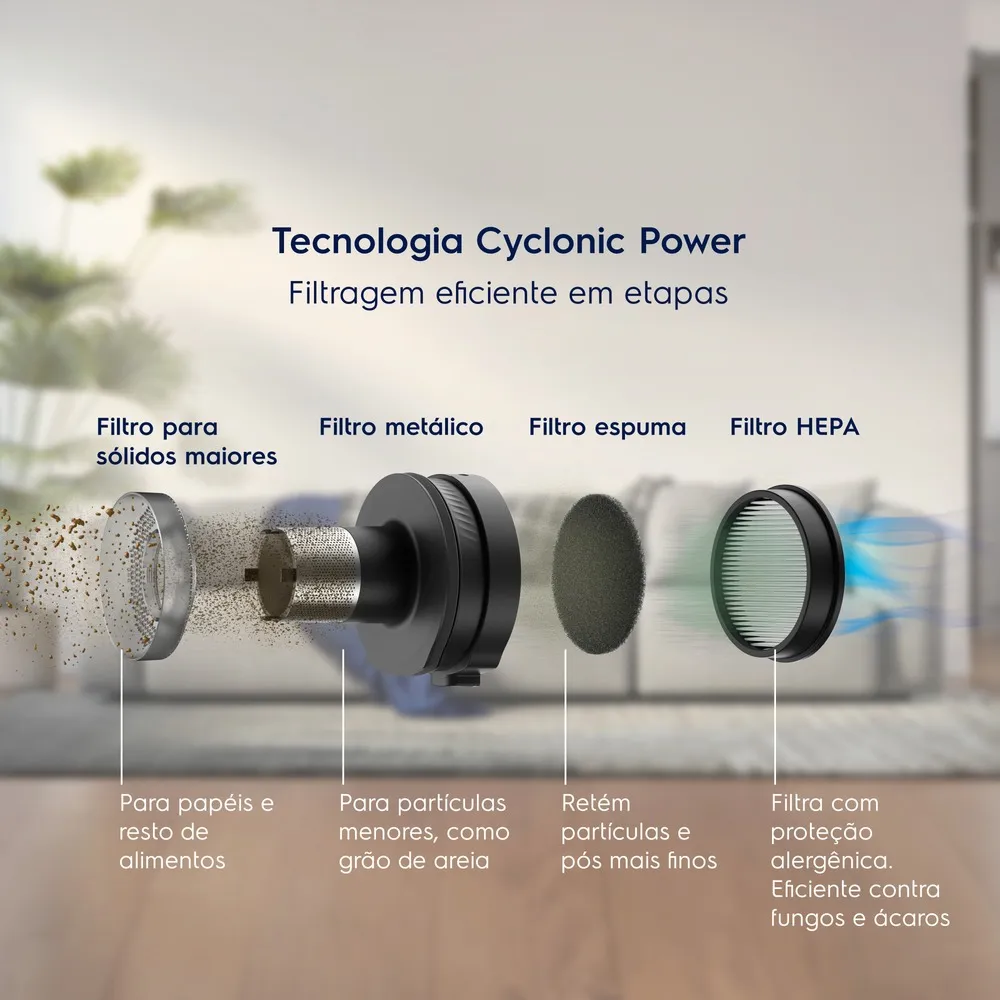 Aspirador de Pó Vertical Sem Fio Electrolux Ergorápido 2 em 1 Cyclonic Power até 30 min Azul (ERG019)
