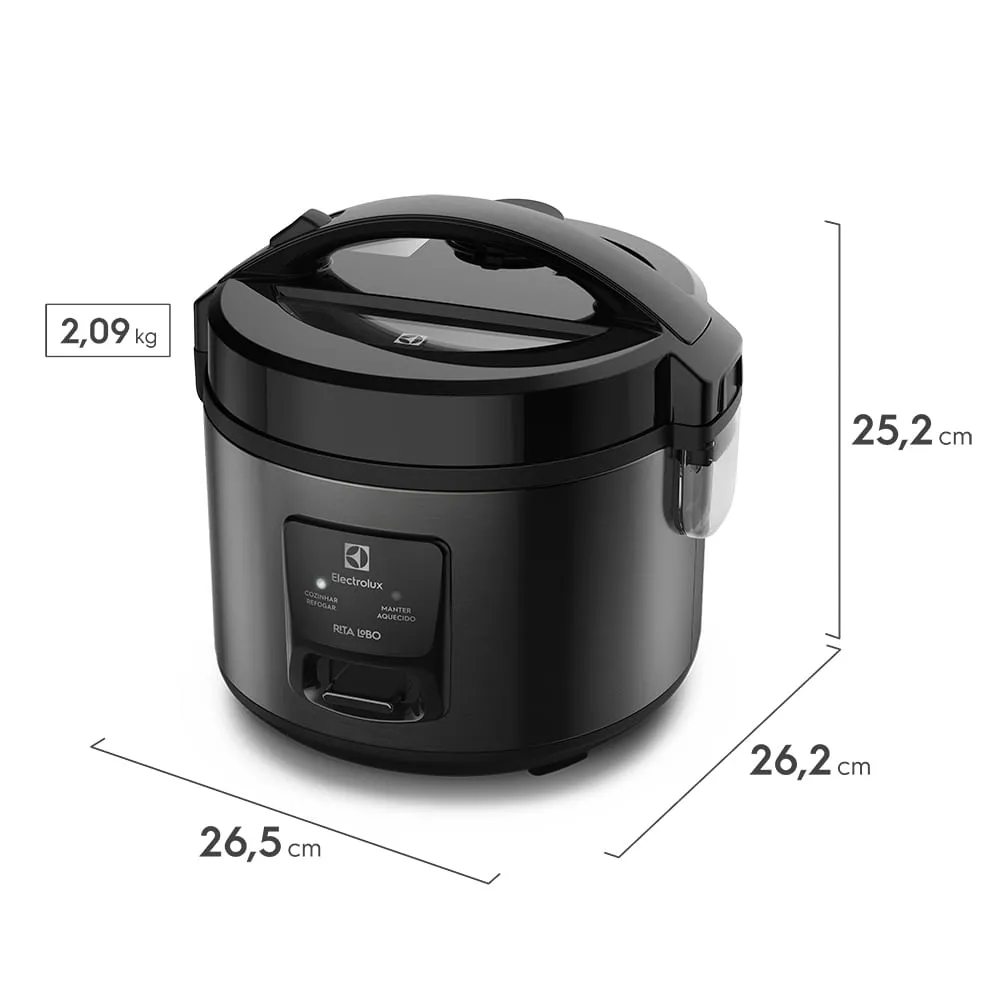 Panela de Arroz Elétrica Electrolux por Rita Lobo 2L Preta Efficient Visor Glass (ERC10)