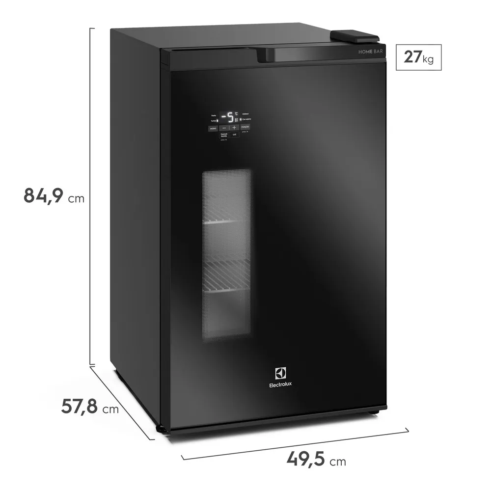 Cervejeira Home Bar Electrolux Frost Free 100L Porta de Vidro Preta (EB100)