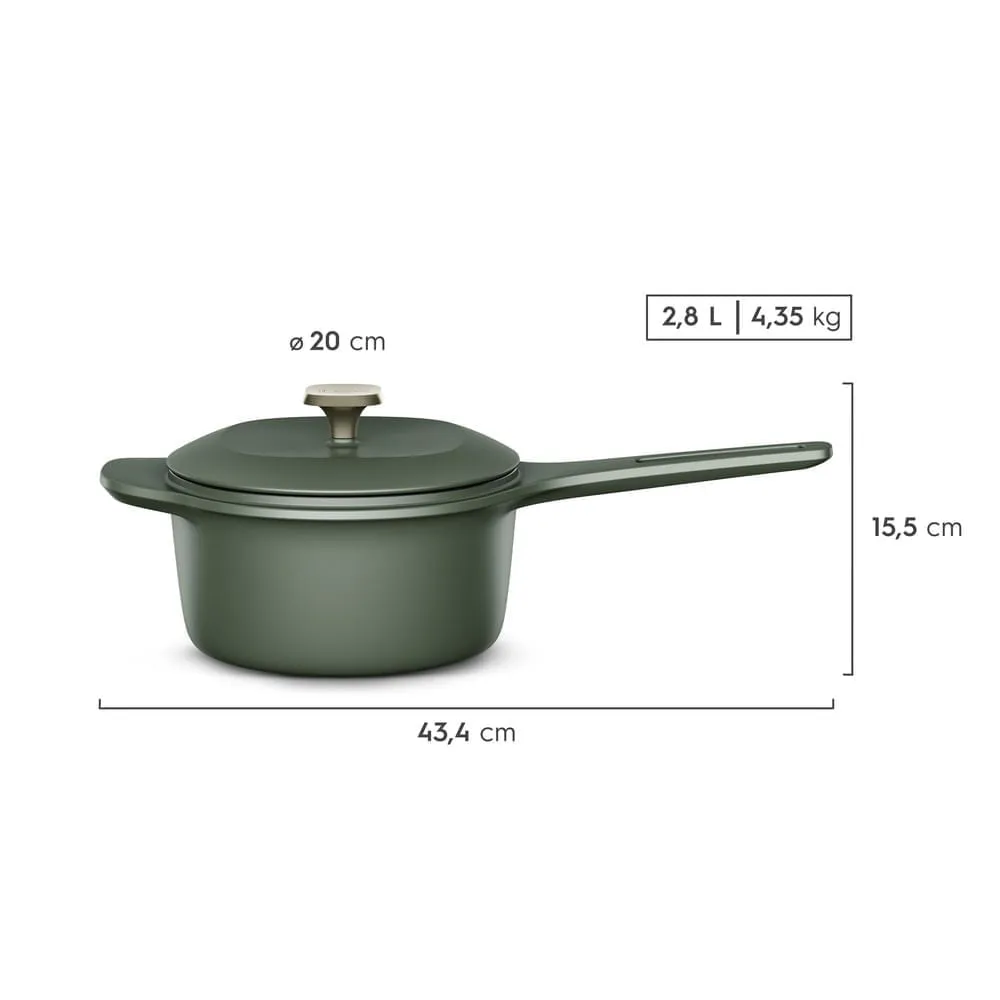 Kit Panela de Ferro Fundido Esmaltado Molheira 20cm Temperos + Panela de Ferro Fundido Esmaltado Caçarola 24cm Electrolux Verde Linha 100 Anos Celebre