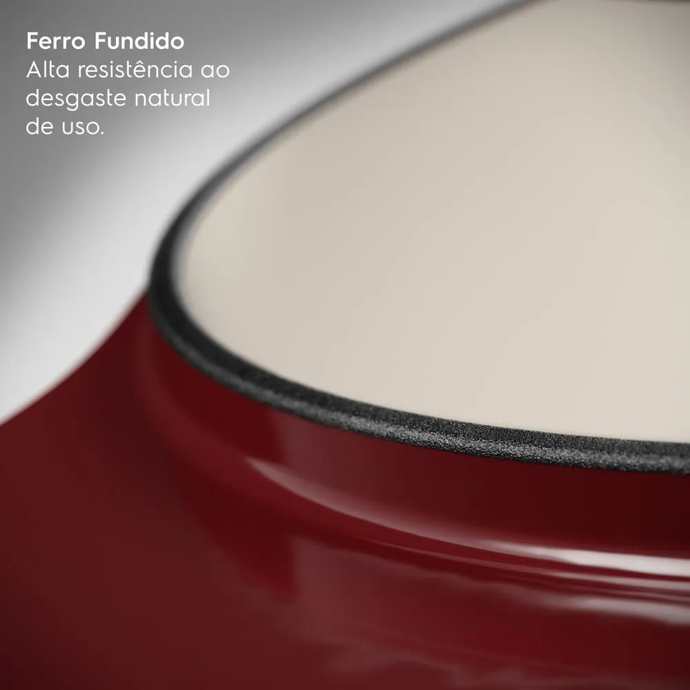 Panela de Ferro Fundido Esmaltado Oval Electrolux Expert 27cm Vermelha