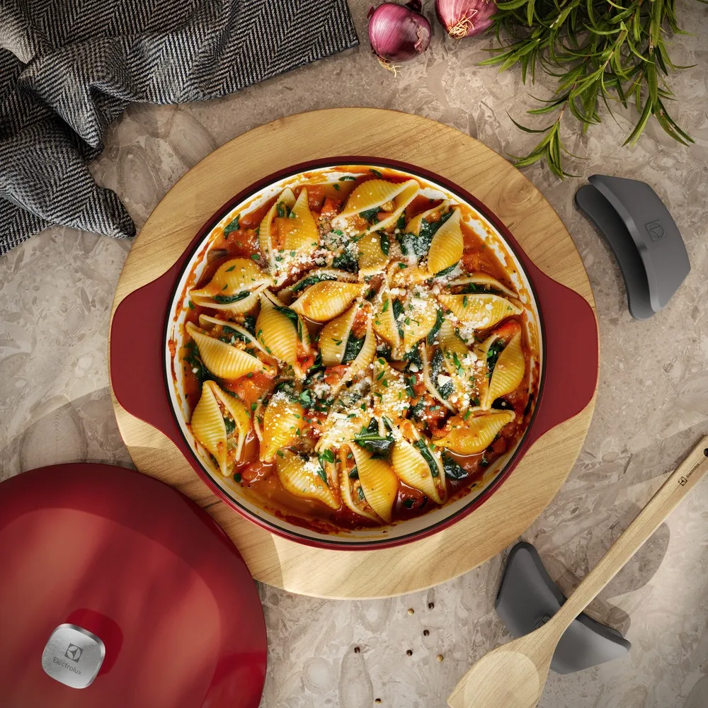 Panela Wok de Ferro Fundido Esmaltado Electrolux Expert 30cm Vermelha