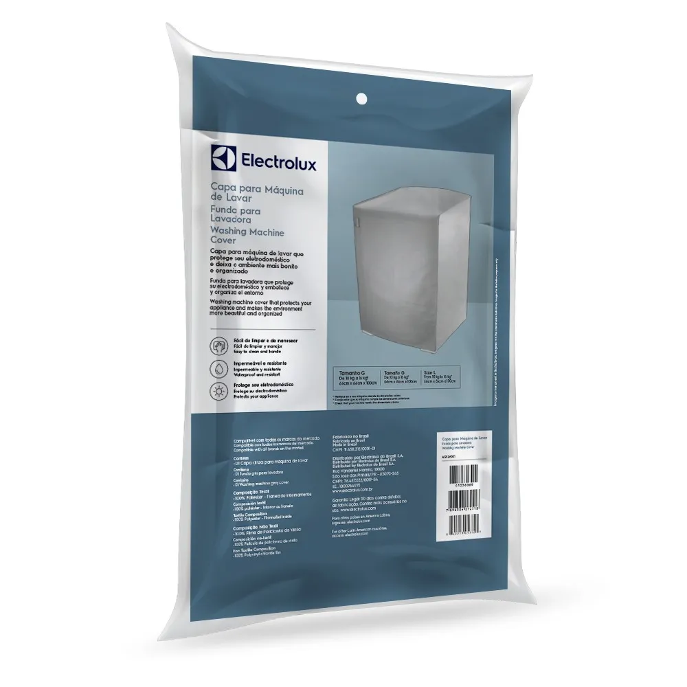 Capa para Máquina de Lava Electrolux Cinza 10kg a 11kg Tamanho M